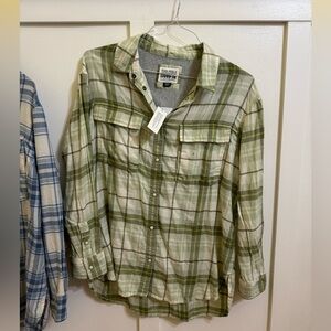 NWT AE Oversized Long-Sleeve Plaid Button-Up Shirt. Size S